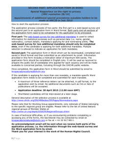 SECOND PART: APPLICATION FORM IN WORD [HRC resolution 28/16]