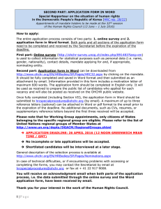 SECOND PART: APPLICATION FORM IN WORD