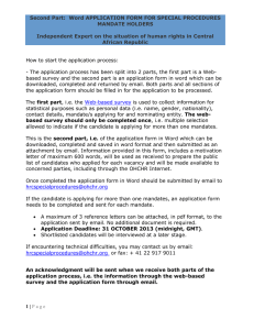 Second Part:  Word APPLICATION FORM FOR SPECIAL PROCEDURES MANDATE HOLDERS