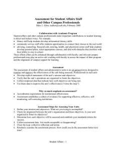 Assessment for Student Affairs Staff and Other Campus Professionals