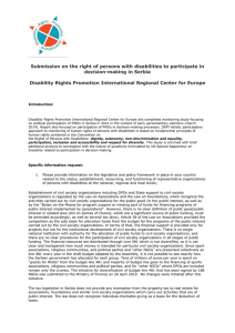 Submission on the right of persons with disabilities to participate... decision-making in Serbia  Disability Rights Promotion International Regional Center for Europe