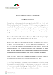 Letter to NHRIs – SR Disability - Questionnaire Portuguese Ombudsman