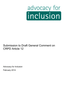 Submission to Draft General Comment on CRPD Article 12  Advocacy for Inclusion