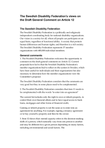 The Swedish Disability Federation’s views on  The Swedish Disability Federation