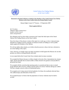 Statement by Richard Goldstone on behalf of the Members of... Mission on the Gaza Conflict before the Human Rights Council
