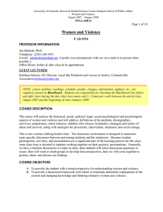 University of Colorado, Denver &amp; Health Sciences Center Graduate School... Women and Violence