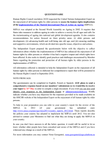 QUESTIONNAIRE Human Rights Council resolution 24/20 requested the United Nations Independent... assess the human rights implications