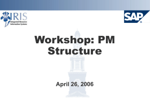 Workshop: PM Structure April 26, 2006
