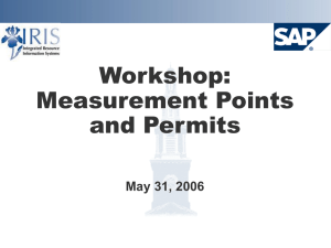 Workshop: Measurement Points and Permits May 31, 2006