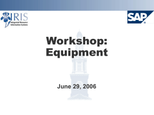 Workshop: Equipment June 29, 2006