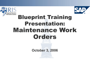 Maintenance Work Orders Blueprint Training Presentation: