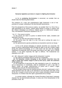 Annex 1  Romanian legislation provisions in respect to fighting discrimination