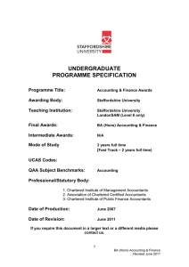 UNDERGRADUATE PROGRAMME SPECIFICATION  Programme Title: