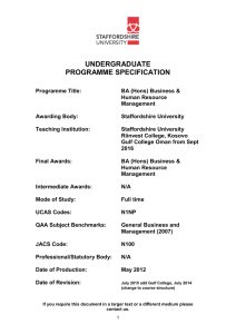 UNDERGRADUATE PROGRAMME SPECIFICATION