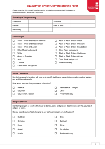 EQUALITY OF OPPORTUNITY MONITORING FORM