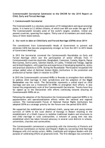 Commonwealth  Secretariat  Submission  to  the ... Child, Early and Forced Marriage