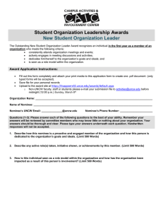 Student Organization Leadership Awards  New Student Organization Leader