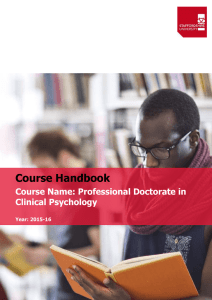 Course Handbook  Course Name: Professional Doctorate in Clinical Psychology