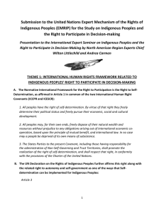 Submission to the United Nations Expert Mechanism of the Rights... Indigenous Peoples (EMRIP) for the Study on Indigenous Peoples and