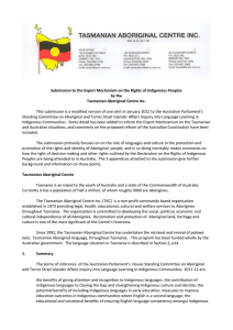 Submission to the Expert Mechanism on the Rights of Indigenous... by the Tasmanian Aboriginal Centre Inc.