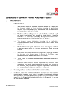 CONDITIONS OF CONTRACT FOR THE PURCHASE OF GOODS