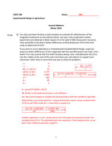 CROP 590 Name: Experimental Design in Agriculture Second Midterm