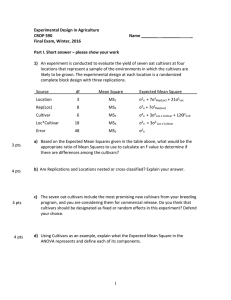 Experimental Design in Agriculture CROP 590 Final Exam, Winter, 2016