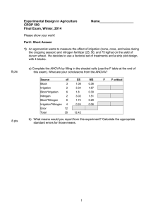 Experimental Design in Agriculture Name___________________ CROP 590 Final Exam, Winter, 2014