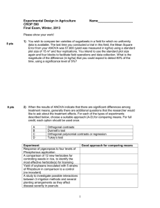 Experimental Design in Agriculture Name____________________ CROP 590 Final Exam, Winter, 2013