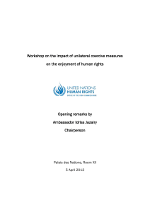 Workshop on the impact of unilateral coercive measures Opening remarks by