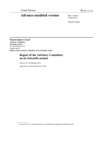 A Advance unedited version  Report of the Advisory Committee