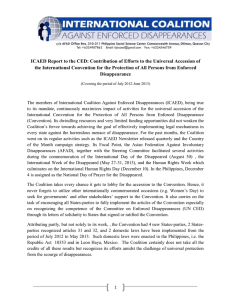 ICAED Report to the CED: Contribution of Efforts to the... the International Convention for the Protection of All Persons from...