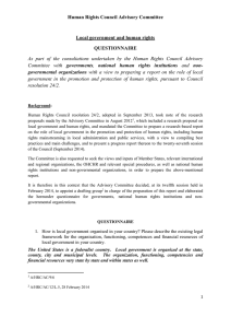 Human Rights Council Advisory Committee Local government and human rights QUESTIONNAIRE