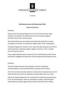 UN Minority Forum 24-25 November 2015. President,