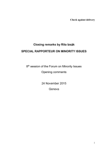 ta Izs SPECIAL RAPPORTEUR ON MINORITY ISSUES k