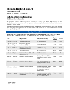 Human Rights Council Bulletin of informal meetings Sixteenth session