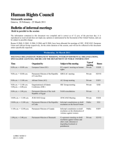 Human Rights Council Bulletin of informal meetings Sixteenth session