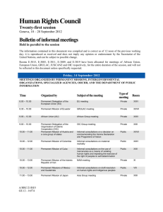 Human Rights Council Bulletin of informal meetings Twenty-first session