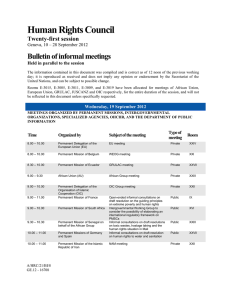 Human Rights Council Bulletin of informal meetings Twenty-first session