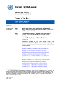 Human Rights Council  Order of the Day Twenty-first session