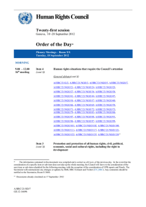Human Rights Council  Order of the Day Twenty-first session