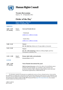 Human Rights Council  Order of the Day Twenty-first session