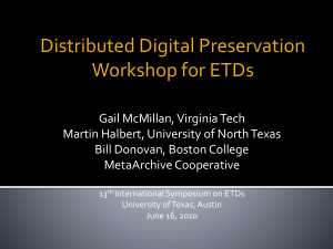 Distributed Digital Preservation Workshop for ETDs