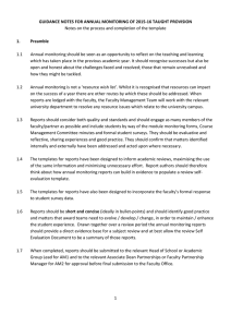 1.1 Annual monitoring should be seen as an opportunity to reflect... which has taken place in the previous academic year. It...