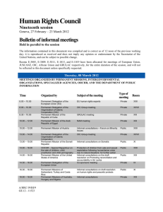 Human Rights Council Bulletin of informal meetings Nineteenth session