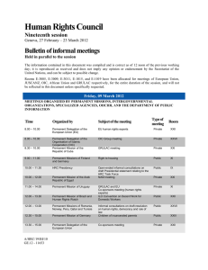 Human Rights Council Bulletin of informal meetings Nineteenth session