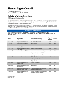 Human Rights Council Bulletin of informal meetings Nineteenth session