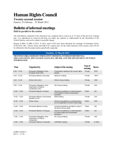 Human Rights Council Bulletin of informal meetings Twenty-second session