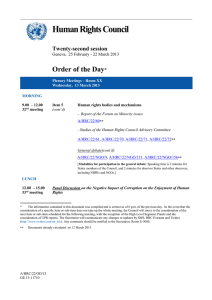 Human Rights Council  Order of the Day Twenty-second session