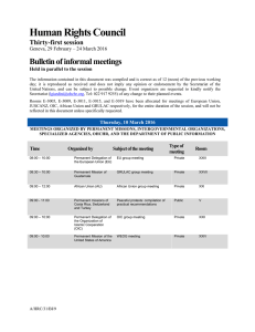 Human Rights Council Bulletin of informal meetings Thirty-first session